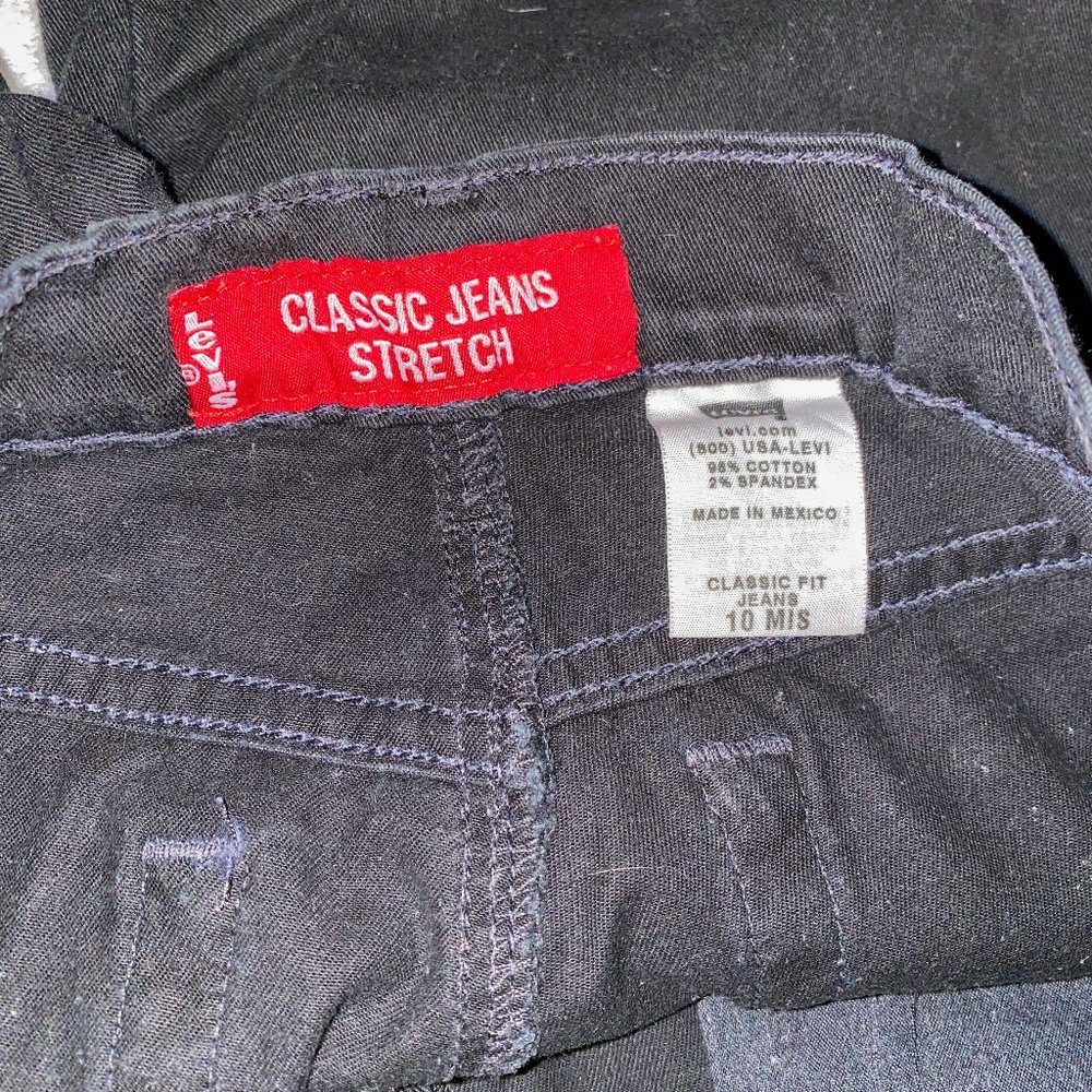 Levis Stretch Black Denim Mid Shorts - Gem